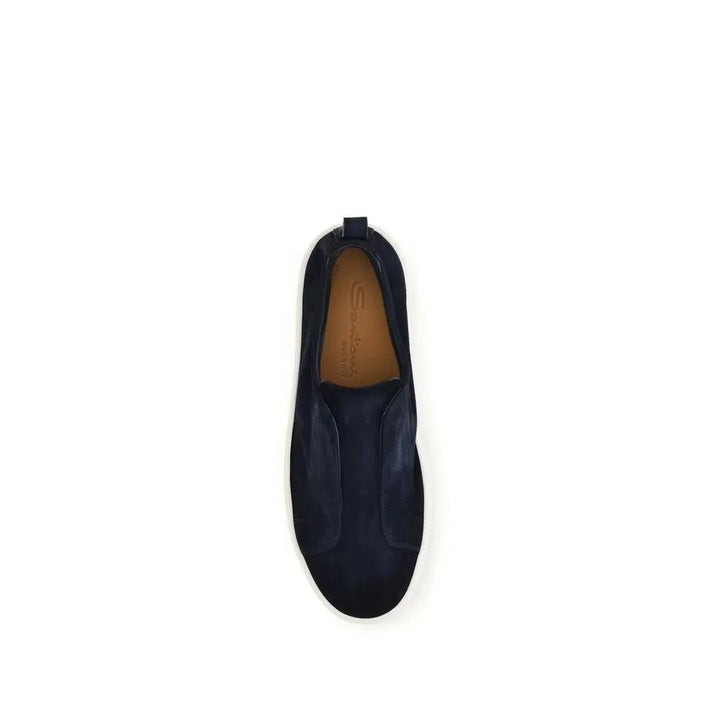 Santoni Sample Sale | Santoni Blue Calf Leather Bos Taurus Sneakers - | Designer outlet
