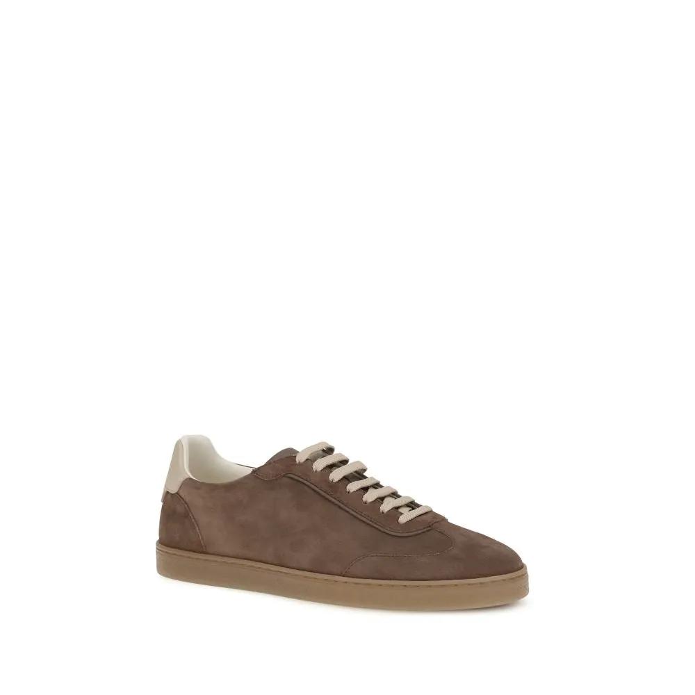 Brunello Cucinelli Sample Sale | Brunello Cucinelli Beige Calf Leather Bos Taurus Low Top Sneakers - | Designer outlet