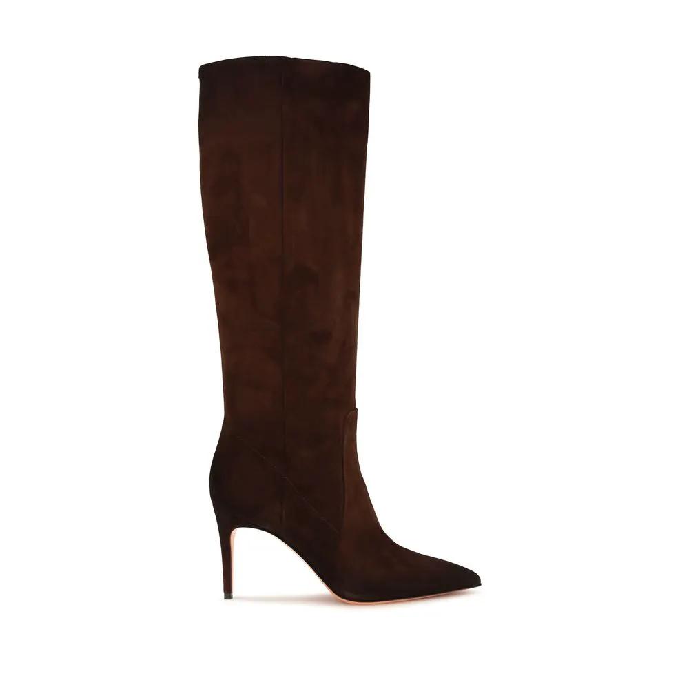 Santoni Sample Sale | Santoni Brown Calf Leather Bos Taurus High Heel Boots - | Designer outlet