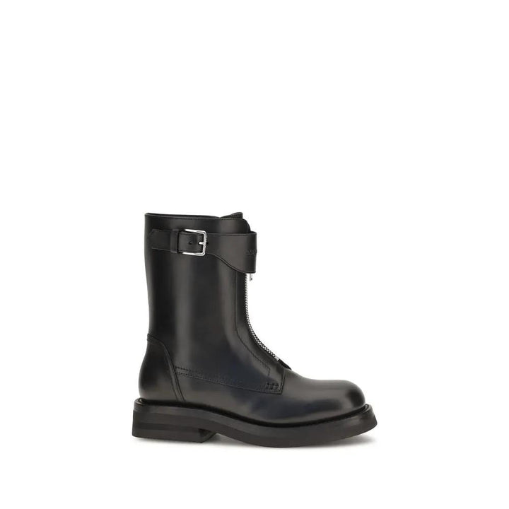 Alexander McQueen Sample Sale | Alexander McQueen Black Calf Leather Bos Taurus Lace-Up Boots - | Designer outlet