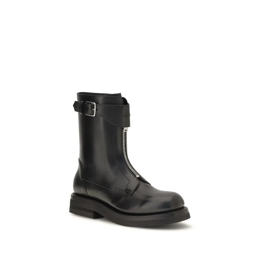 Alexander McQueen Sample Sale | Alexander McQueen Black Calf Leather Bos Taurus Lace-Up Boots - | Designer outlet