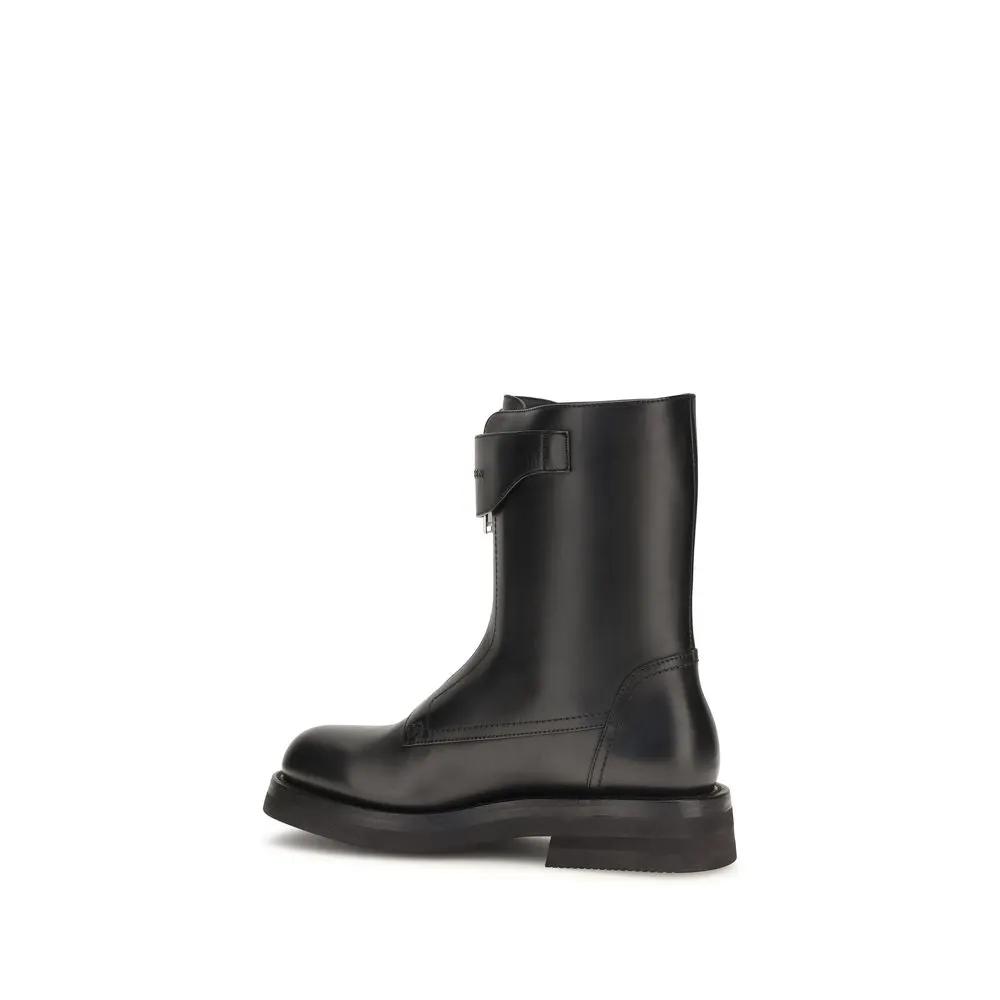 Alexander McQueen Sample Sale | Alexander McQueen Black Calf Leather Bos Taurus Lace-Up Boots - | Designer outlet