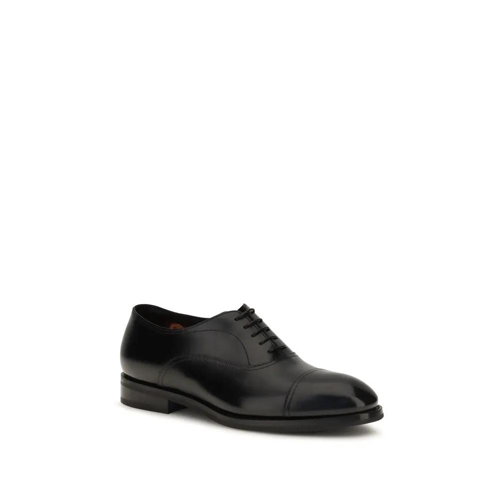Santoni Sample Sale | Santoni Black Calf Leather Bos Taurus Oxfords And Derbies - | Designer outlet