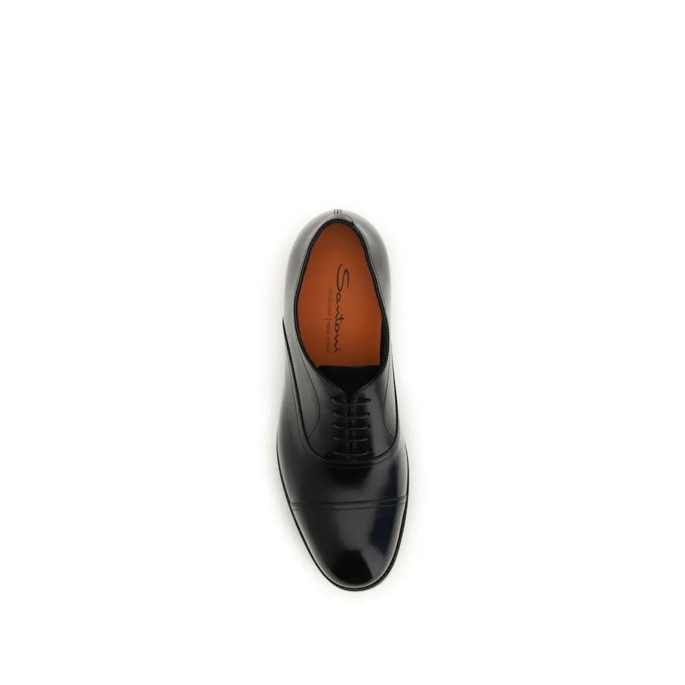 Santoni Sample Sale | Santoni Black Calf Leather Bos Taurus Oxfords And Derbies - | Designer outlet