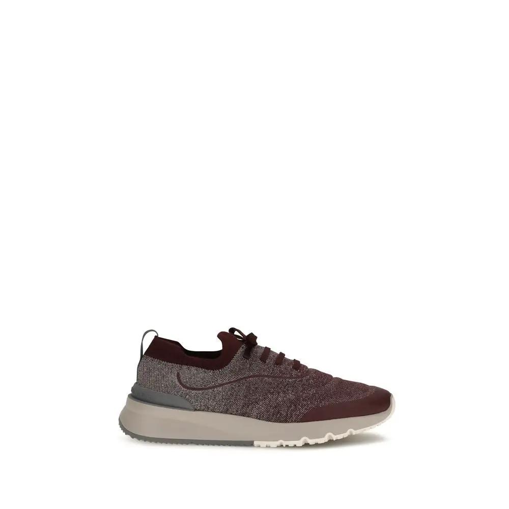 Brunello Cucinelli Sample Sale | Brunello Cucinelli Bordeaux Cotton Athletic Sneakers - | Designer outlet
