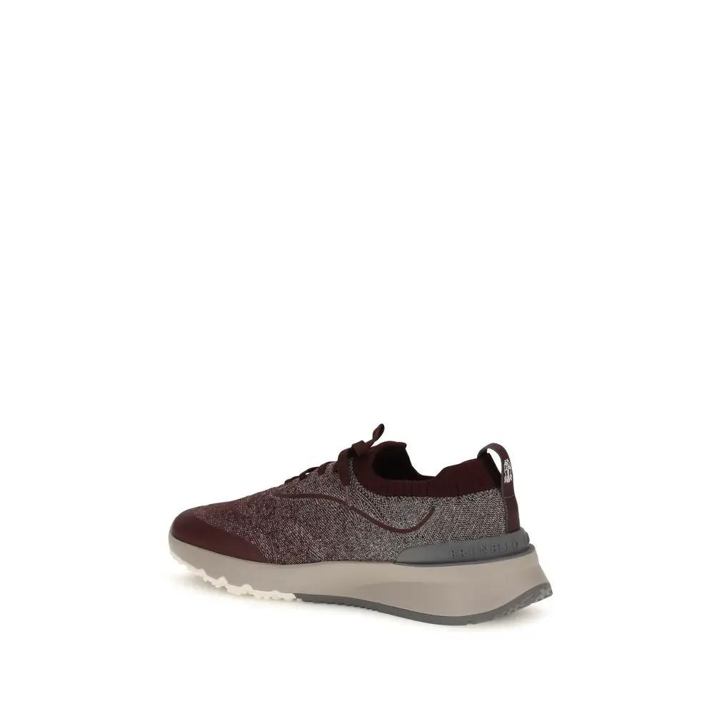 Brunello Cucinelli Sample Sale | Brunello Cucinelli Bordeaux Cotton Athletic Sneakers - | Designer outlet