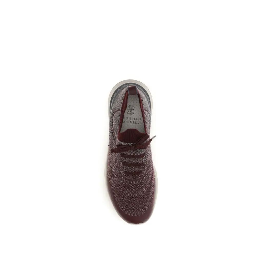 Brunello Cucinelli Sample Sale | Brunello Cucinelli Bordeaux Cotton Athletic Sneakers - | Designer outlet