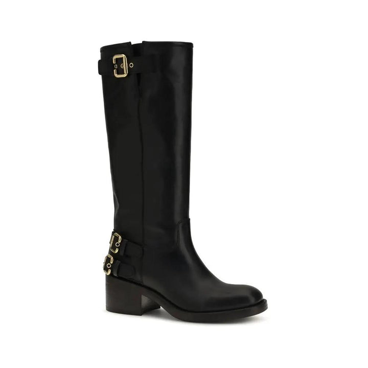 Chloé Black Calf Leather Bos Taurus Flat Boots