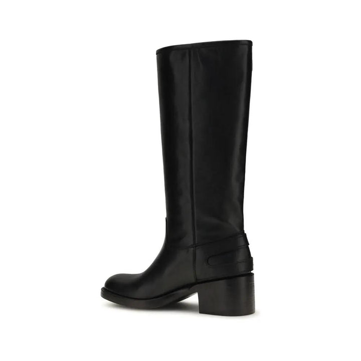Chloé Black Calf Leather Bos Taurus Flat Boots
