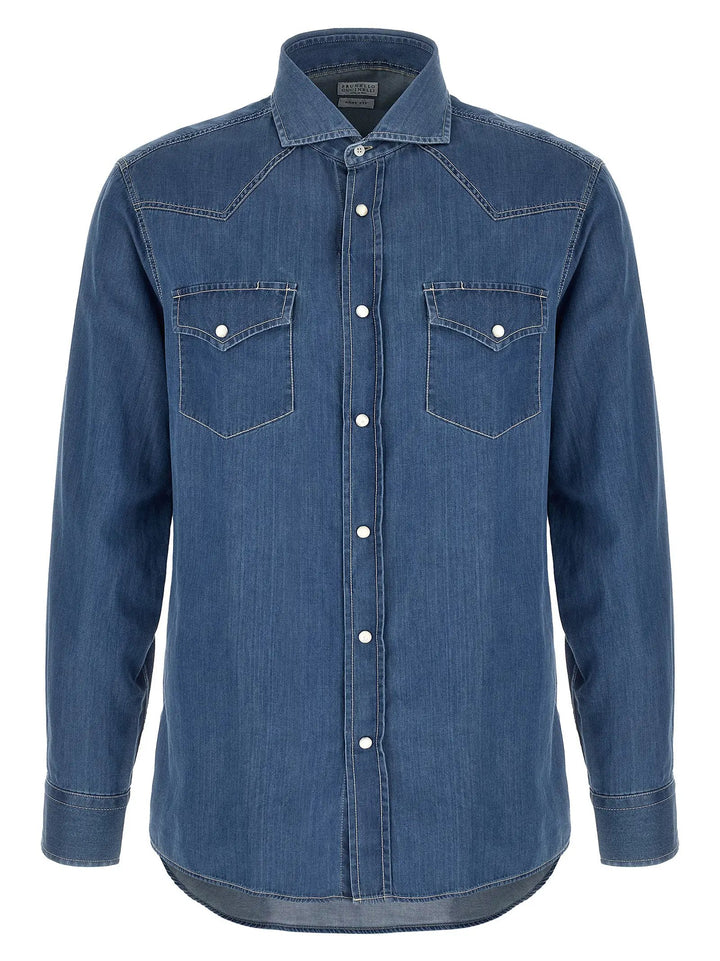 Brunello Cucinelli Blue Cotton Blouse