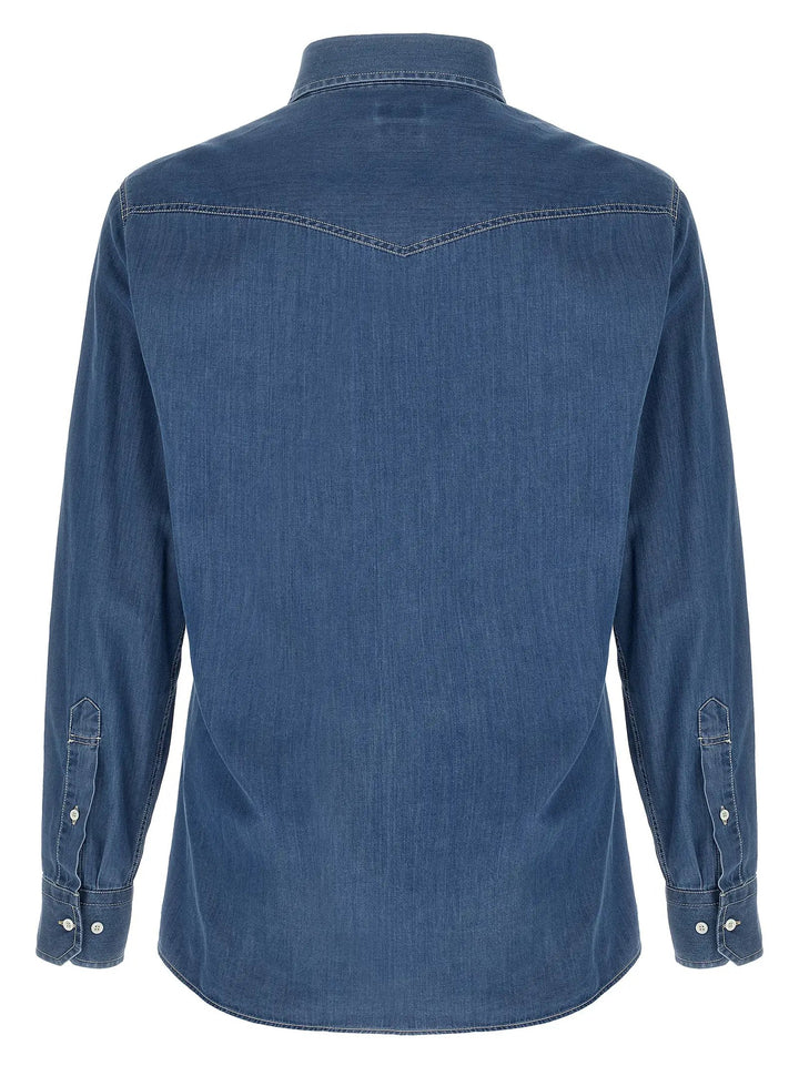 Brunello Cucinelli Blue Cotton Blouse