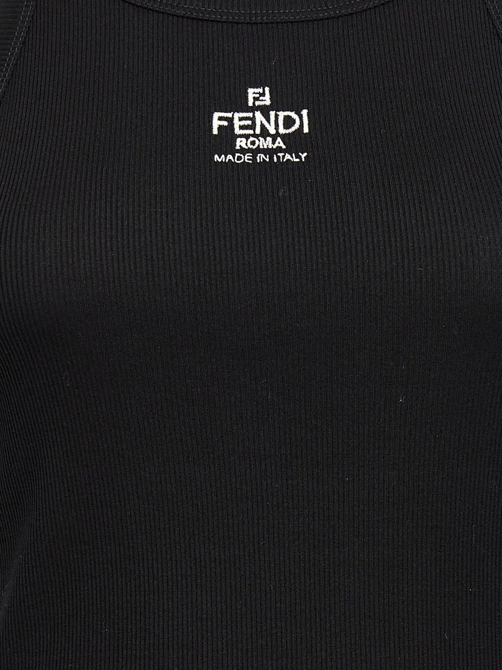 Fendi Black Cotton Sleeveles T-Shirt