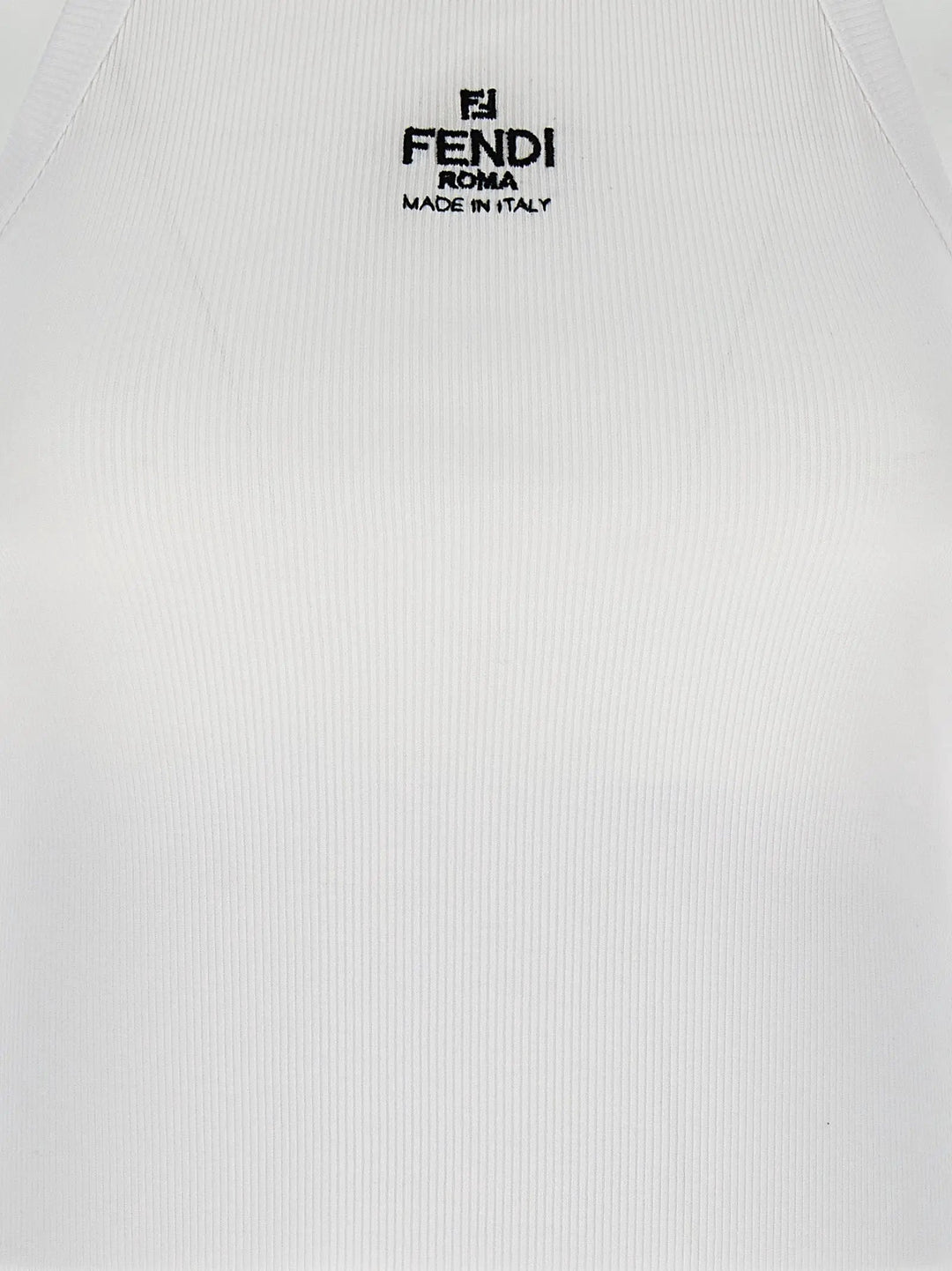 Fendi White Cotton Sleeveles T-Shirt