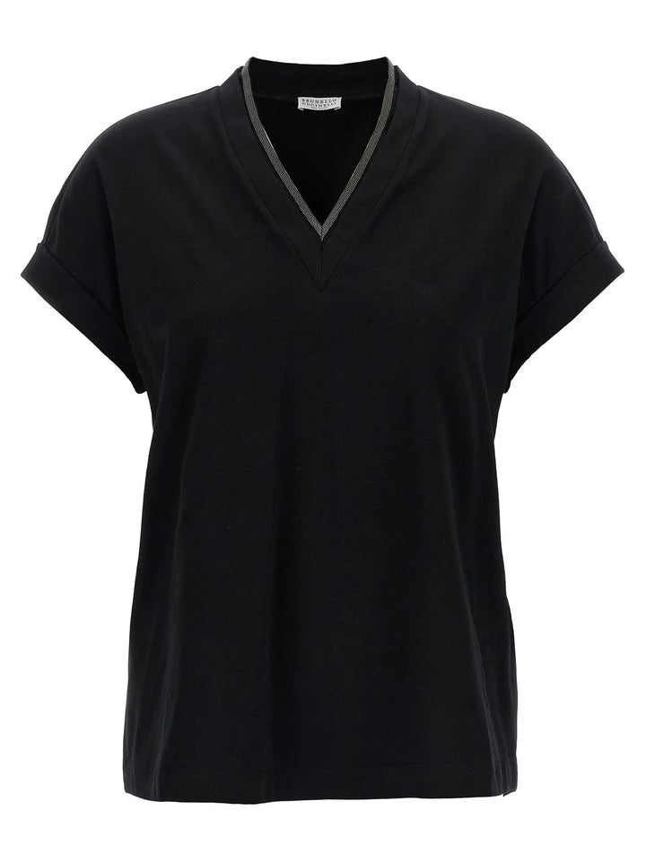 Brunello Cucinelli Black Cotton T-Shirt