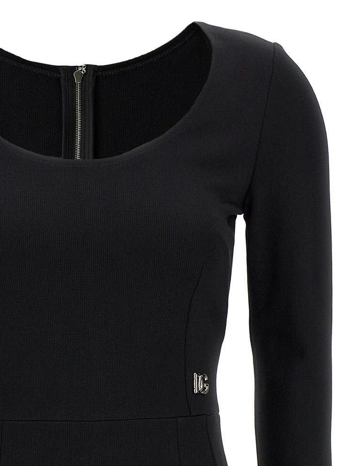 Dolce &amp; Gabbana Black Viscose Midi Dress