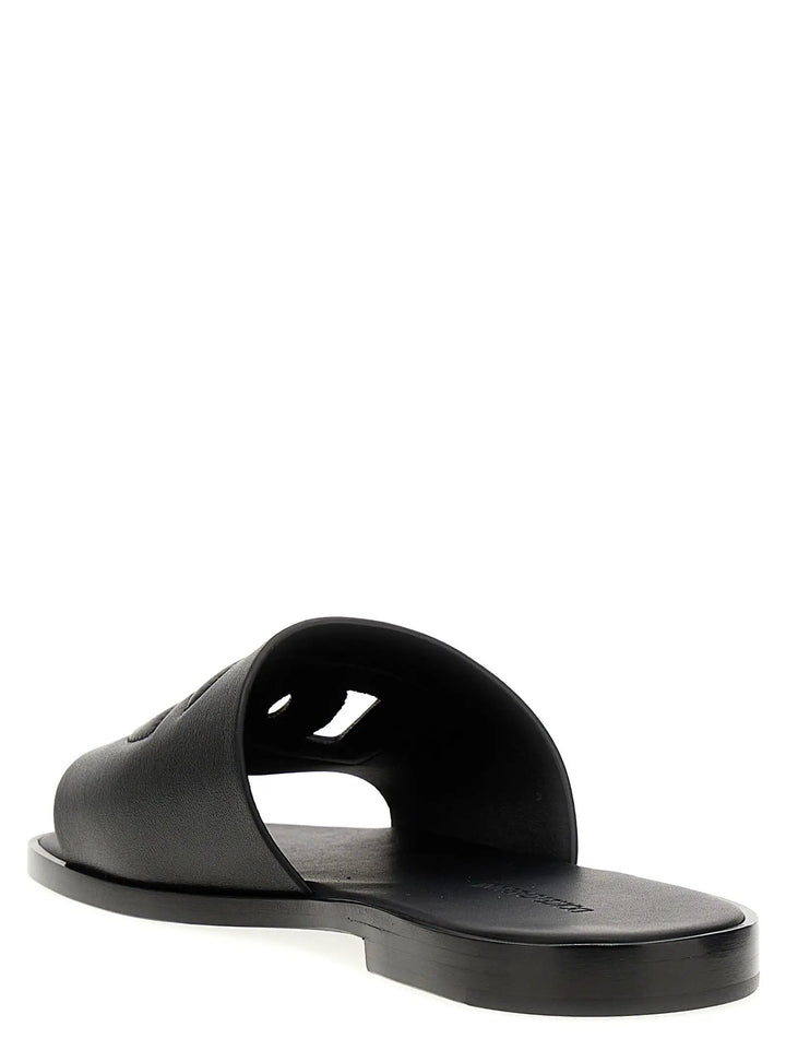 Dolce &amp; Gabbana Black Leather Slides