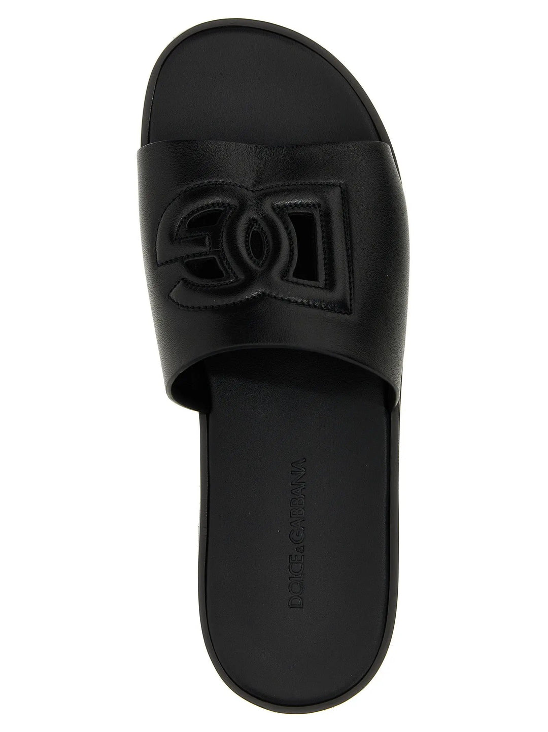 Dolce &amp; Gabbana Black Leather Slides