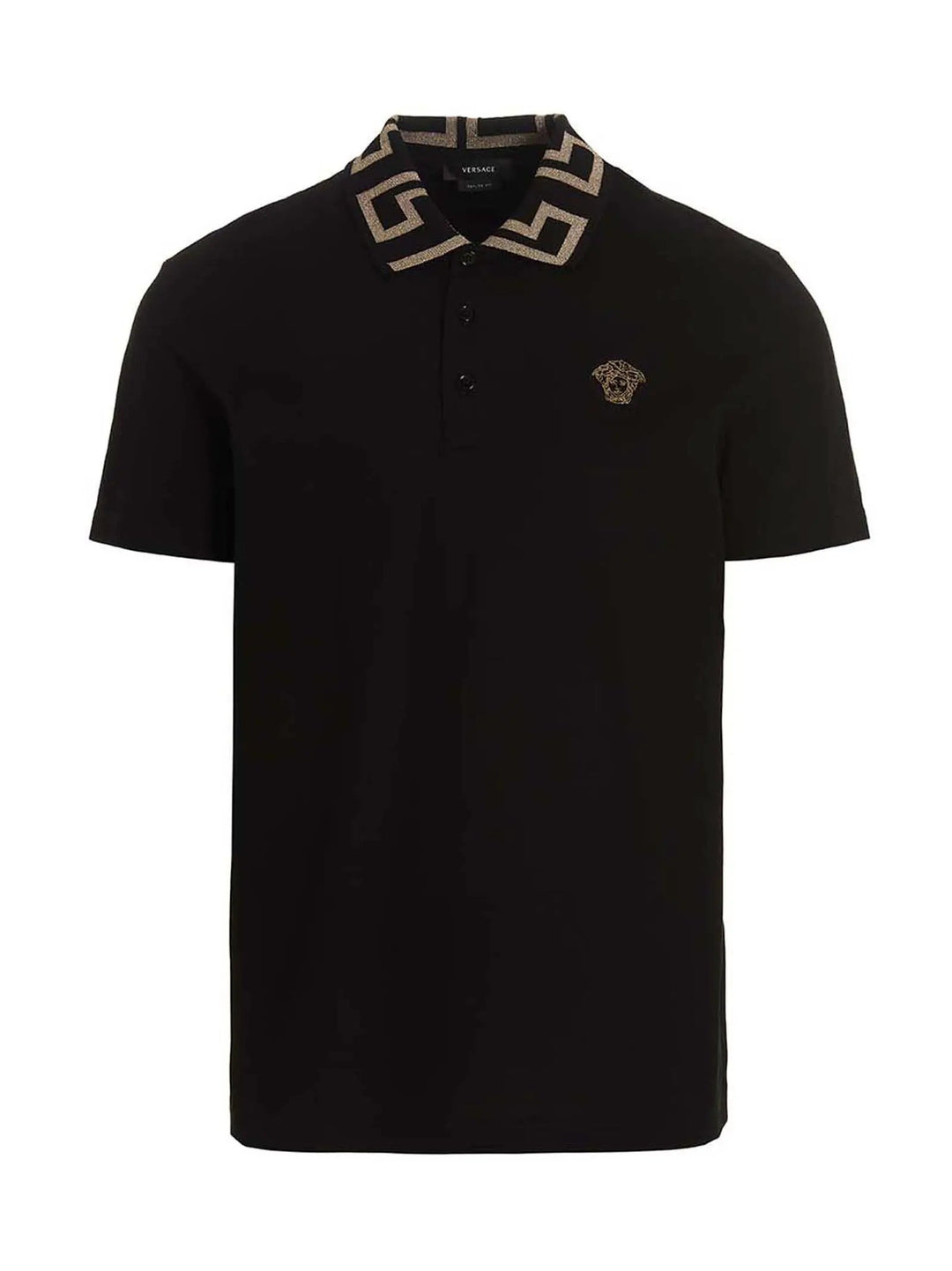 Versace Black Cotton Polo Shirt