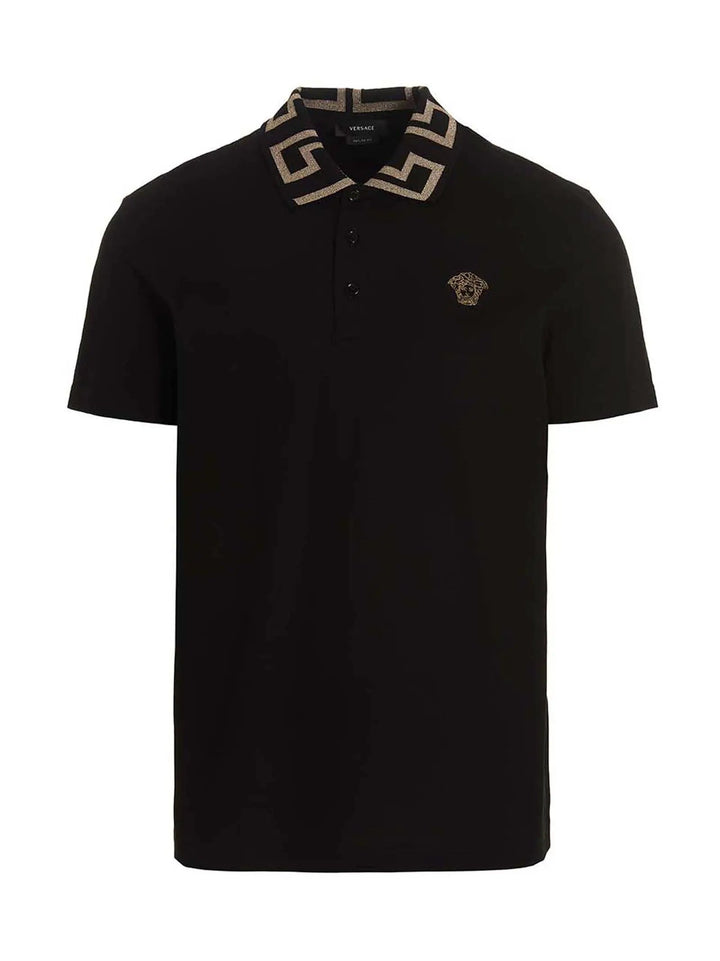 Versace Black Cotton Polo Shirt