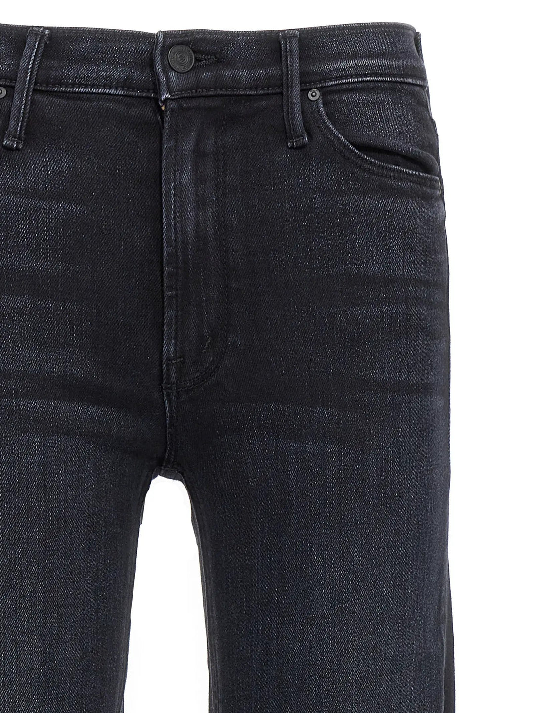 Mother Denim Black Cotton Slim Fit Jeans