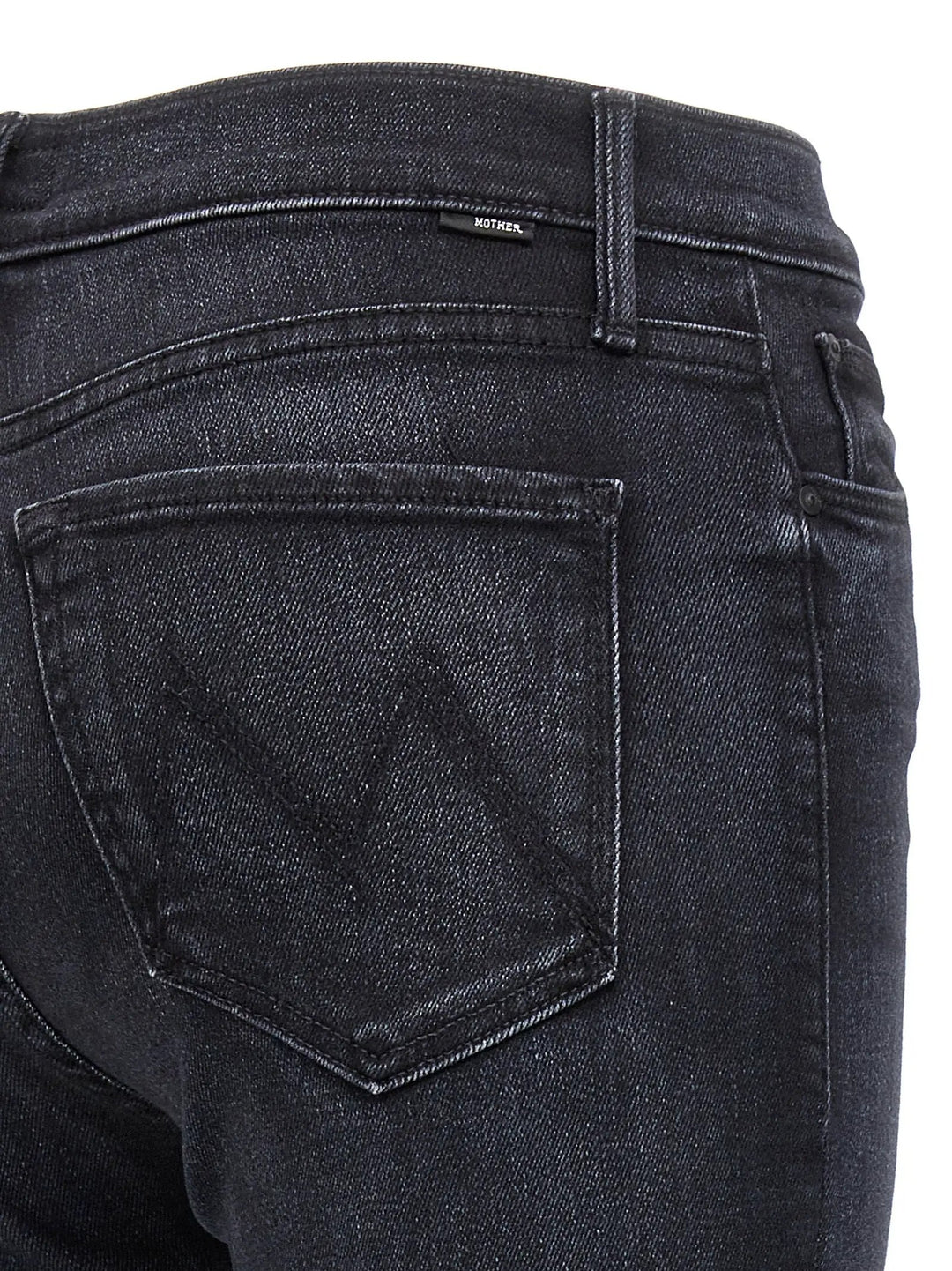 Mother Denim Black Cotton Slim Fit Jeans