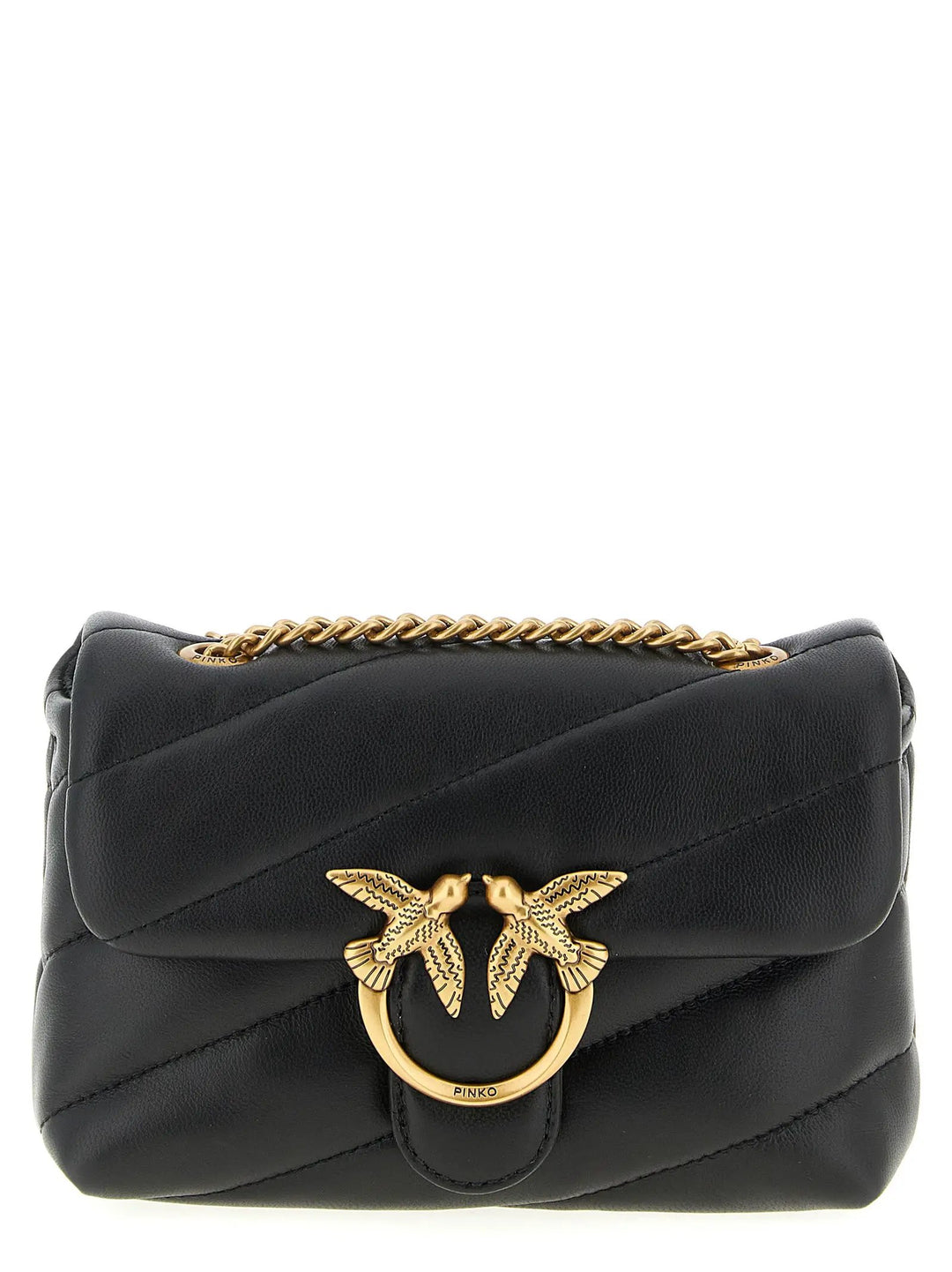 PINKO Black Lamb Leather Crossbody Bag