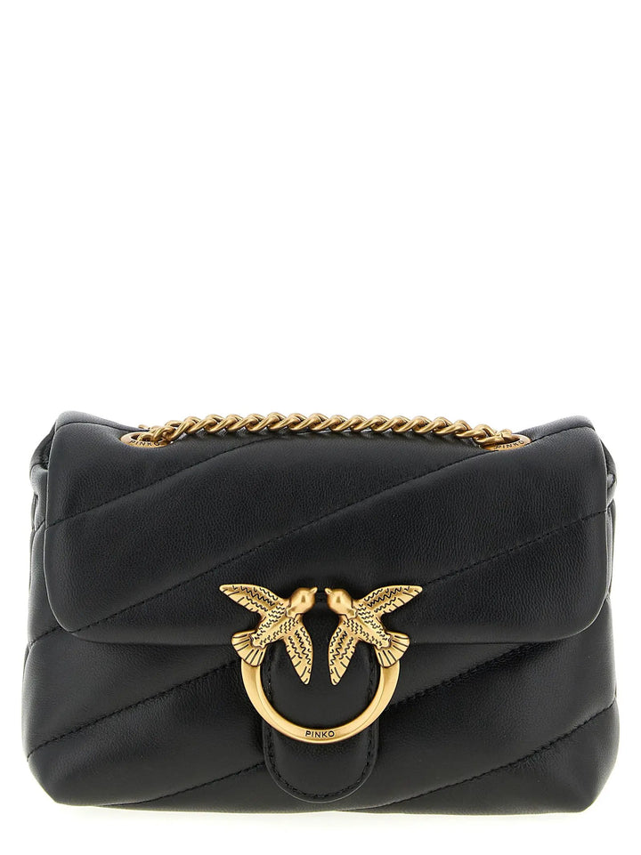 PINKO Black Lamb Leather Crossbody Bag