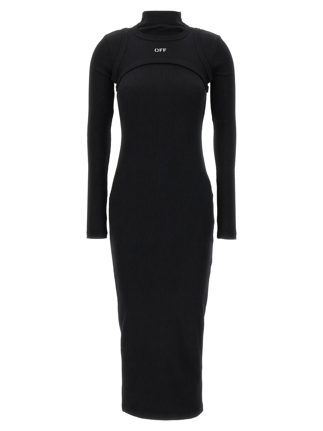Off-White Black Cotton Midi Dress