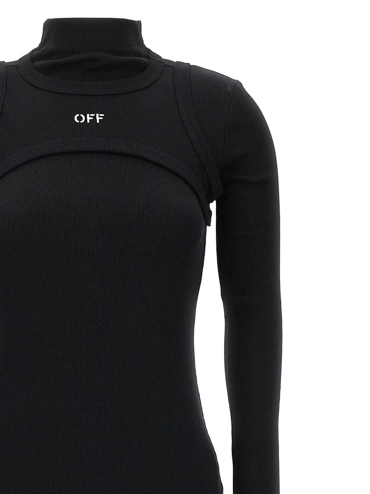 Off-White Black Cotton Midi Dress