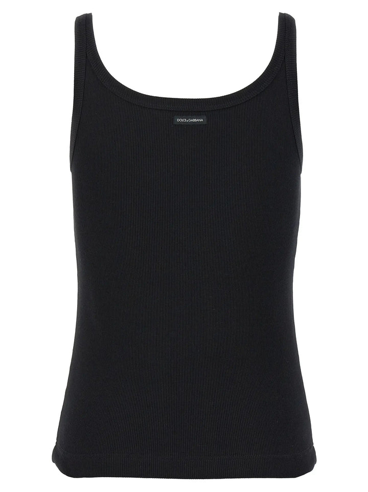 Dolce &amp; Gabbana Black Cotton Tank Tops