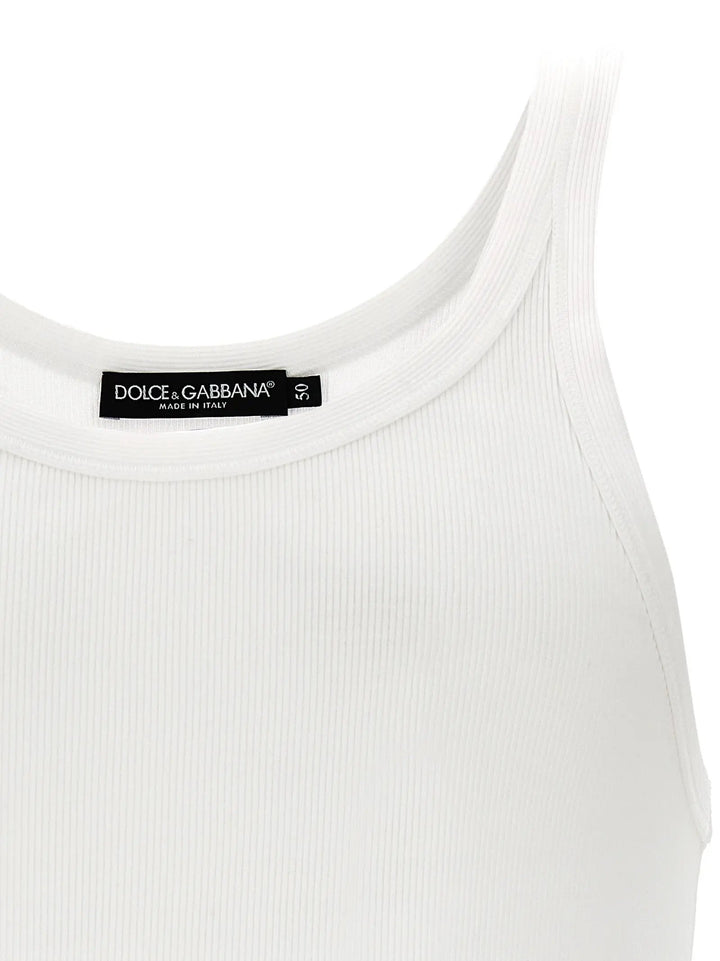Dolce &amp; Gabbana White Cotton Tank Tops