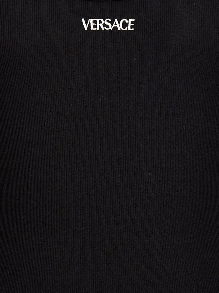 Versace Black Cotton Sleeveles T-Shirt