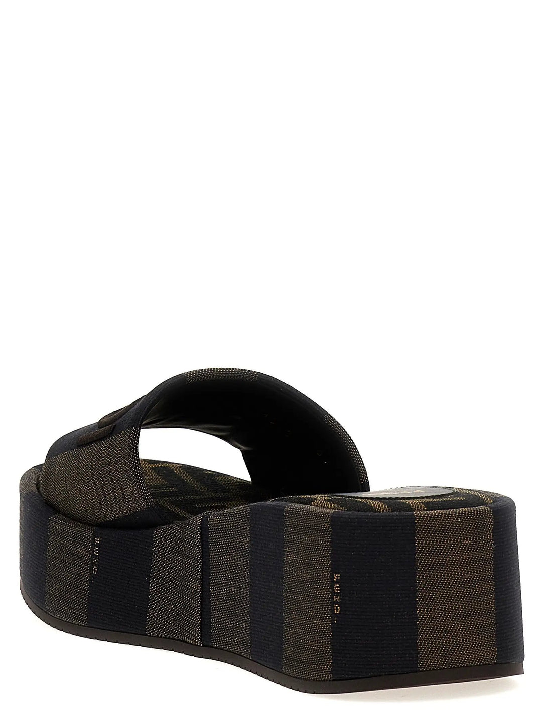 Fendi Brown Cotton Slides