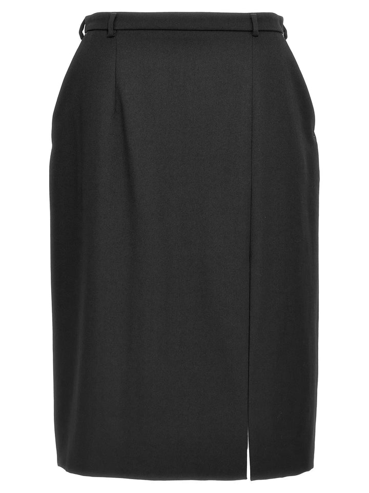 Dolce &amp; Gabbana Black Virgin Wool Midi Skirt