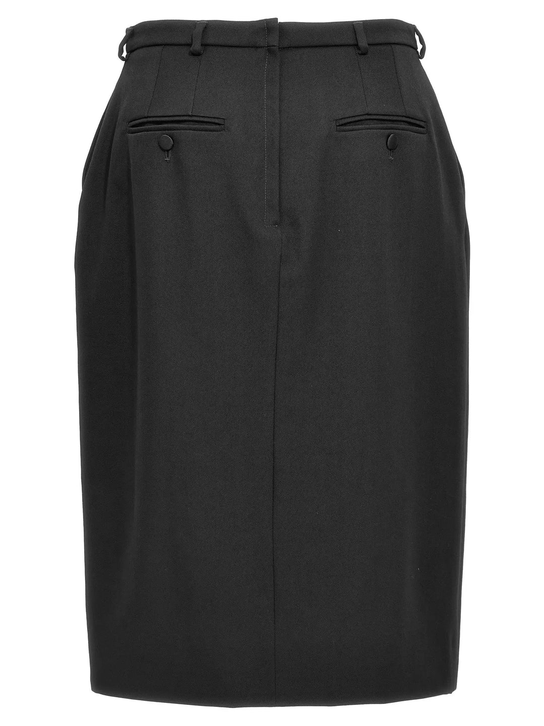 Dolce &amp; Gabbana Black Virgin Wool Midi Skirt