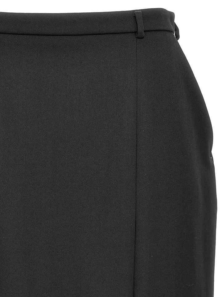 Dolce &amp; Gabbana Black Virgin Wool Midi Skirt