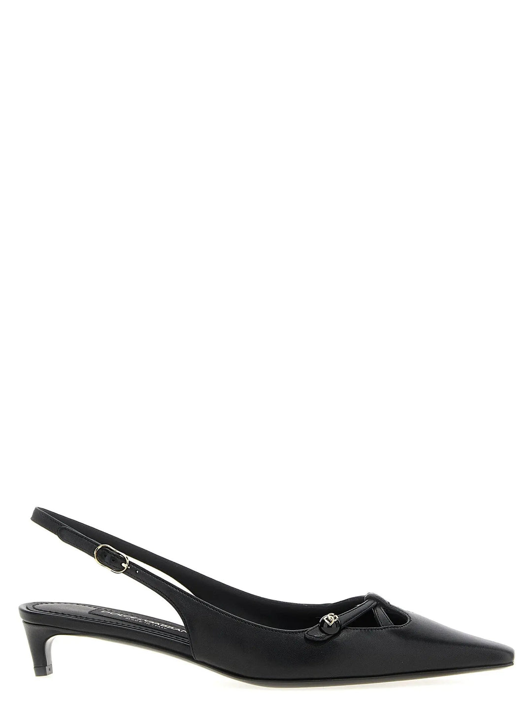 Dolce &amp; Gabbana Black Lamb Leather Mid Heel Pumps