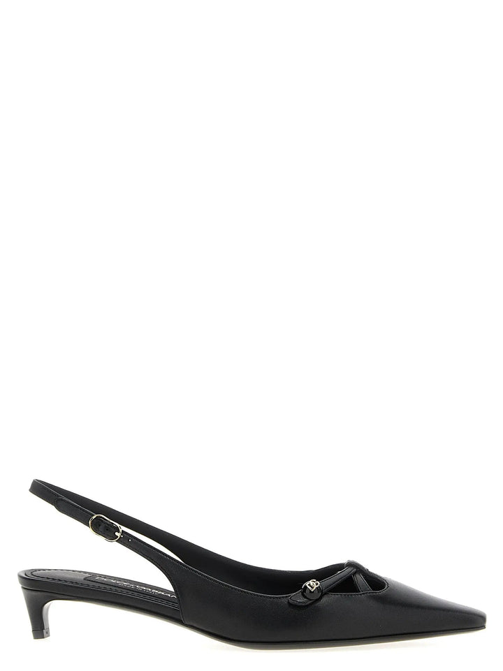 Dolce &amp; Gabbana Black Lamb Leather Mid Heel Pumps