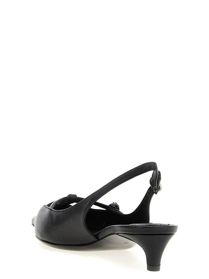 Dolce &amp; Gabbana Black Lamb Leather Mid Heel Pumps