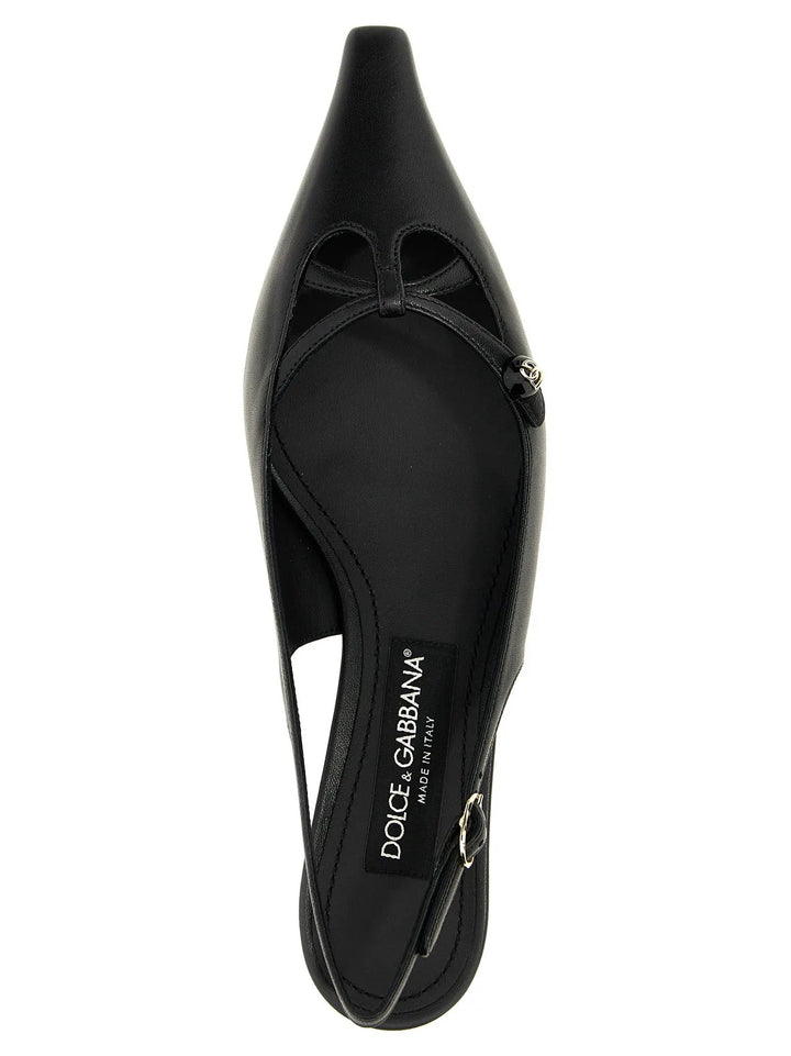 Dolce &amp; Gabbana Black Lamb Leather Mid Heel Pumps