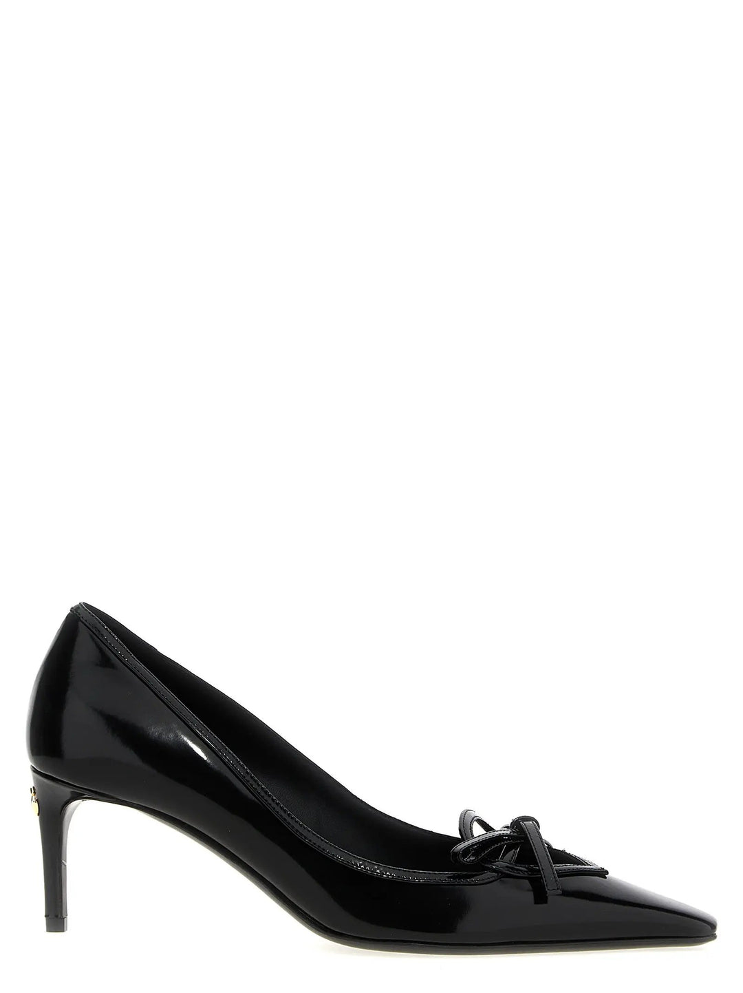 Dolce &amp; Gabbana Black Calfskin Mid Heel Pumps