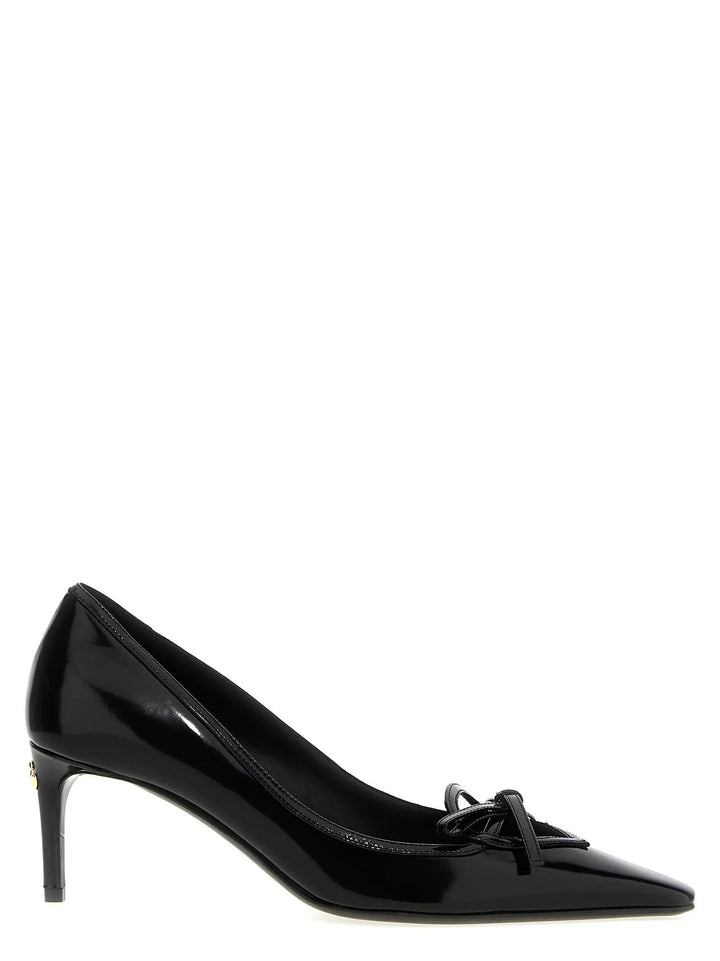Dolce &amp; Gabbana Black Calfskin Mid Heel Pumps