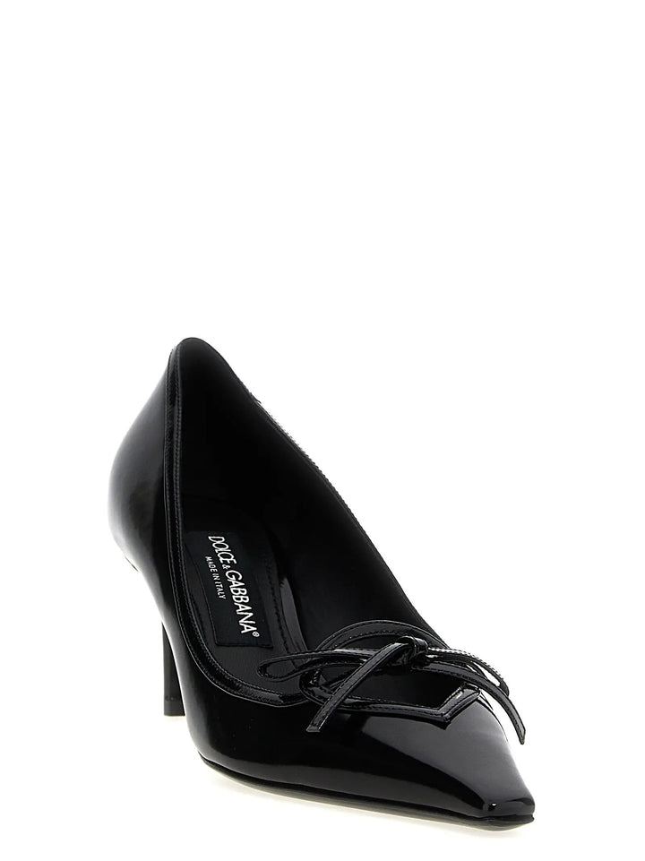 Dolce &amp; Gabbana Black Calfskin Mid Heel Pumps