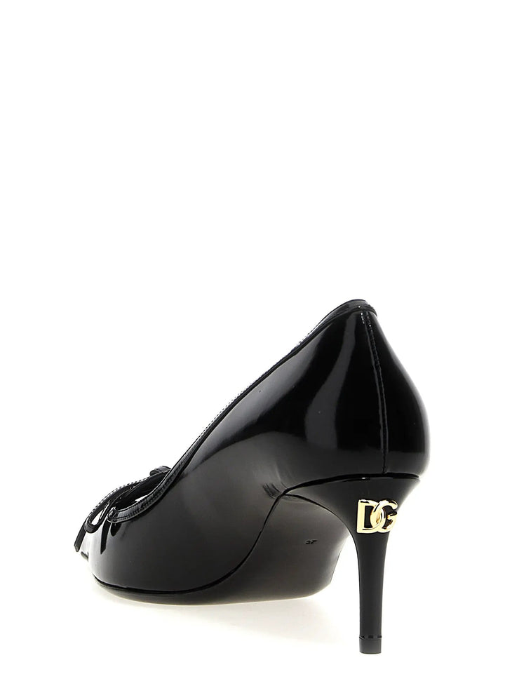 Dolce &amp; Gabbana Black Calfskin Mid Heel Pumps