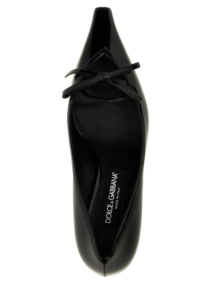 Dolce &amp; Gabbana Black Calfskin Mid Heel Pumps