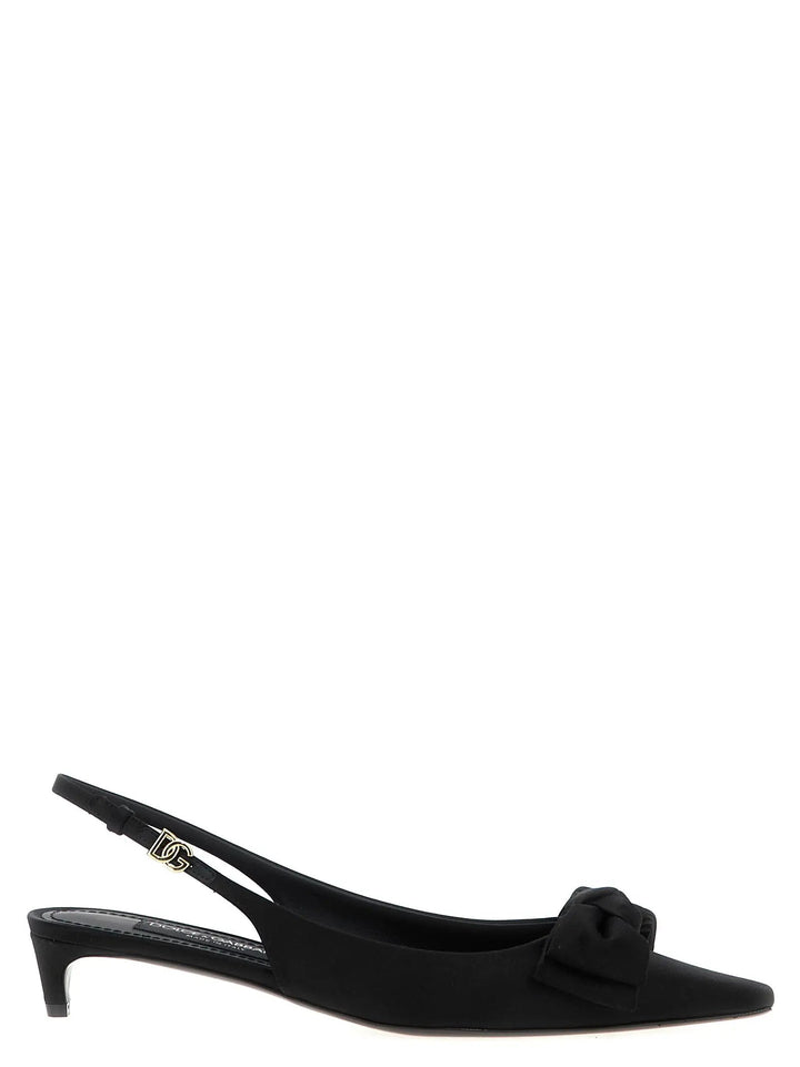 Dolce &amp; Gabbana Black Viscose Mid Heel Pumps