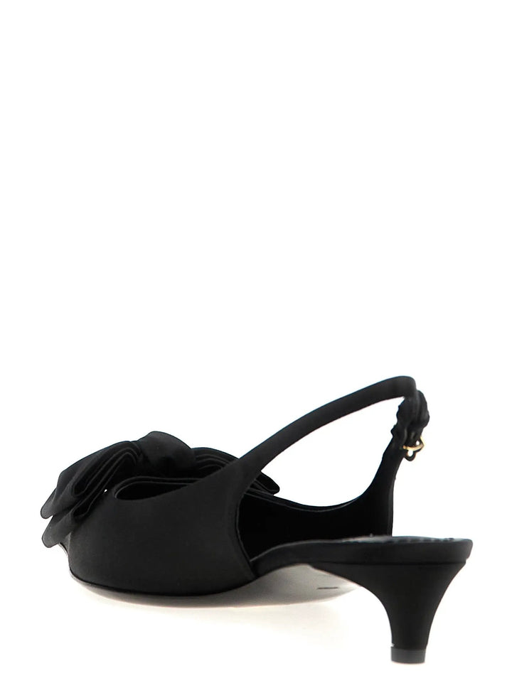 Dolce &amp; Gabbana Black Viscose Mid Heel Pumps