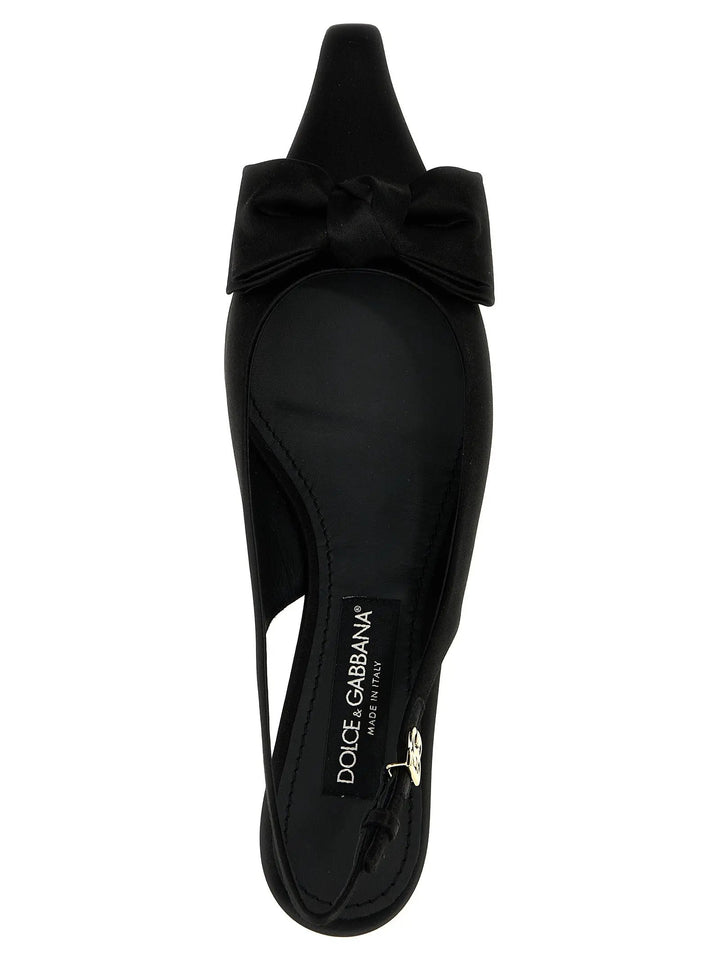 Dolce &amp; Gabbana Black Viscose Mid Heel Pumps