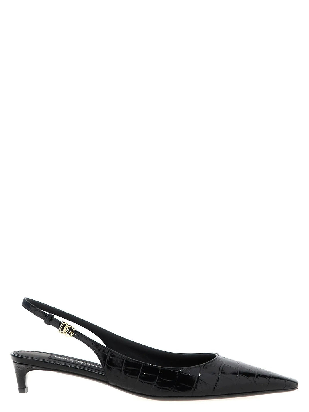 Dolce &amp; Gabbana Black Calfskin Mid Heel Pumps
