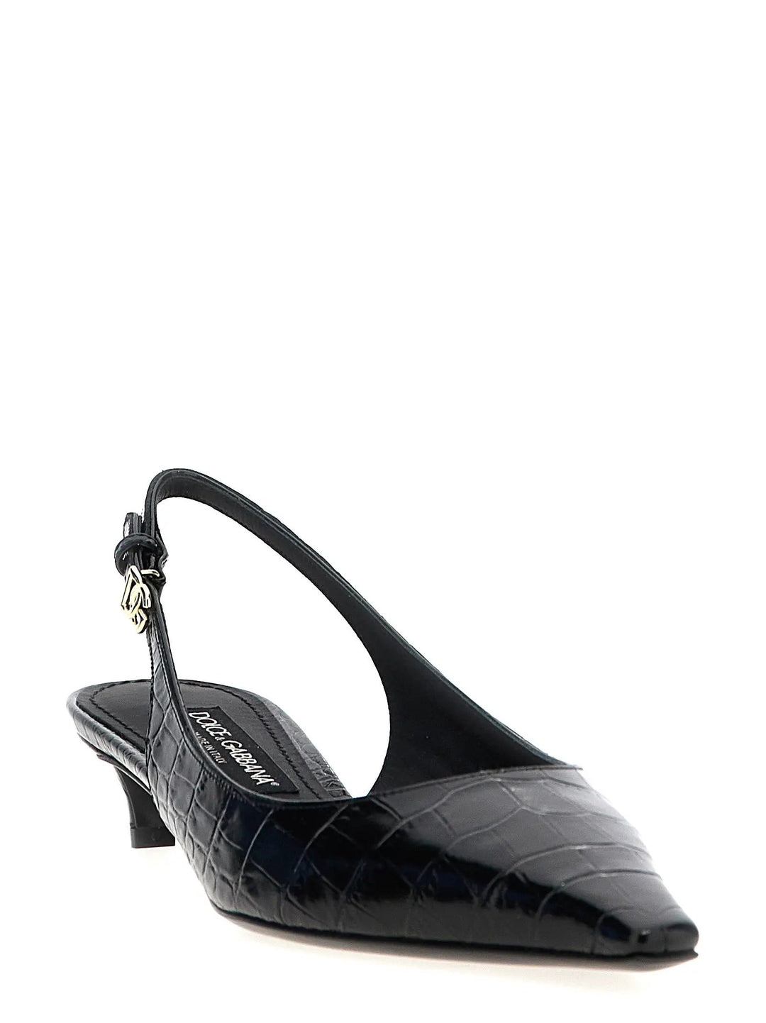 Dolce &amp; Gabbana Black Calfskin Mid Heel Pumps
